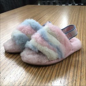 Ugg Fluff Yeah in  Pink/Blue/Yellow Pastel 
Toddlers Size 8
